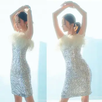 Sleeveless off shoulder sexy feather Sequin slim dress party dress 2020 robe de soiree Formal Party Gowns
Sleeveless off shoulder sexy feather Sequin slim dress party dress 2020 robe de soiree Formal Party Gowns
