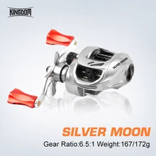 

Kingdom New Silver Moon Baitcasting Reel Saltwater Ultralight Magnetic Brake System 5KG Max Drag 6.5:1 High Speed Fishing Reels