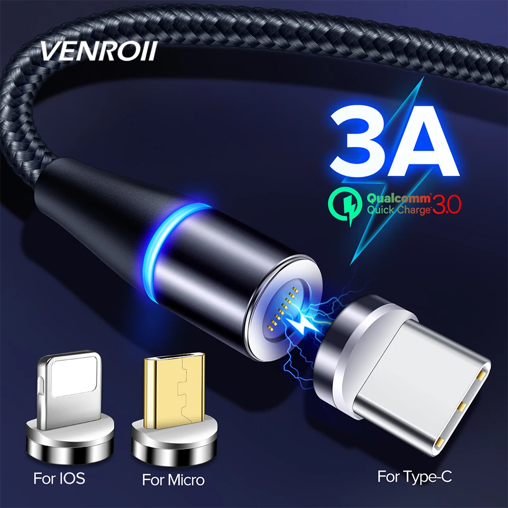 Venroii 1M 2M Fast 3A Magnetic Cable Quick Charge 3.0 Micro USB Charger Type C Charging For Samsung S9 Xiaomi Magnet Phone Cord
Venroii 1M 2M Fast 3A Magnetic Cable Quick Charge 3.0 Micro USB Charger Type C Charging For Samsung S9 Xiaomi Magnet Phone Cord