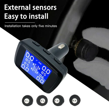 Wireless Tire Pressure Monitoring System Monitor with 4 External Sensors Kit Digital LCD Display Automatic Security Alarm
Wireless Tire Pressure Monitoring System Monitor with 4 External Sensors Kit Digital LCD Display Automatic Security Alarm