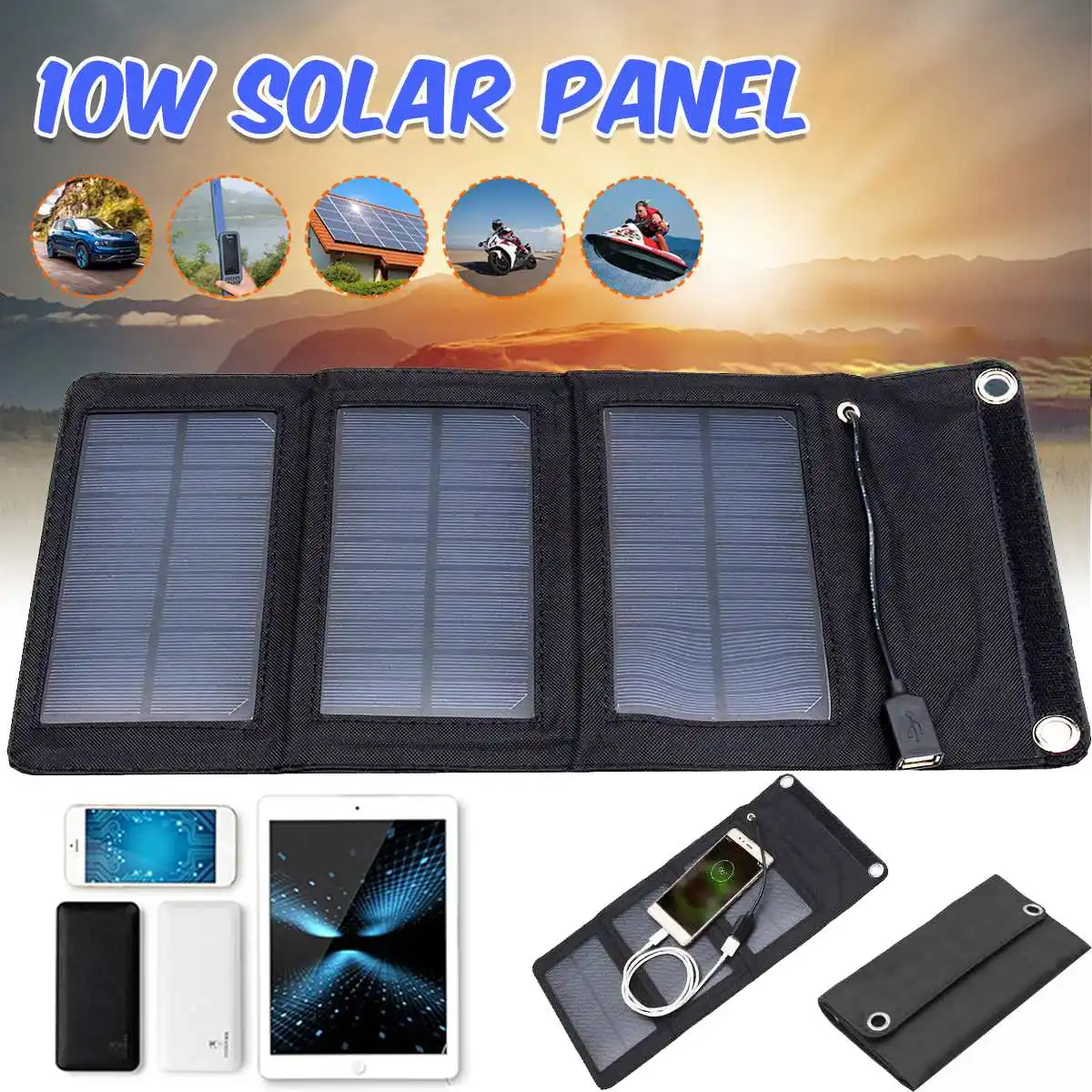 10W 5V Folding Solar Panel Charger Foldable Solar Panel Power Waterproof Charger Mobile Power Bank for Phone Battery USB Port
10W 5V Folding Solar Panel Charger Foldable Solar Panel Power Waterproof Charger Mobile Power Bank for Phone Battery USB Port