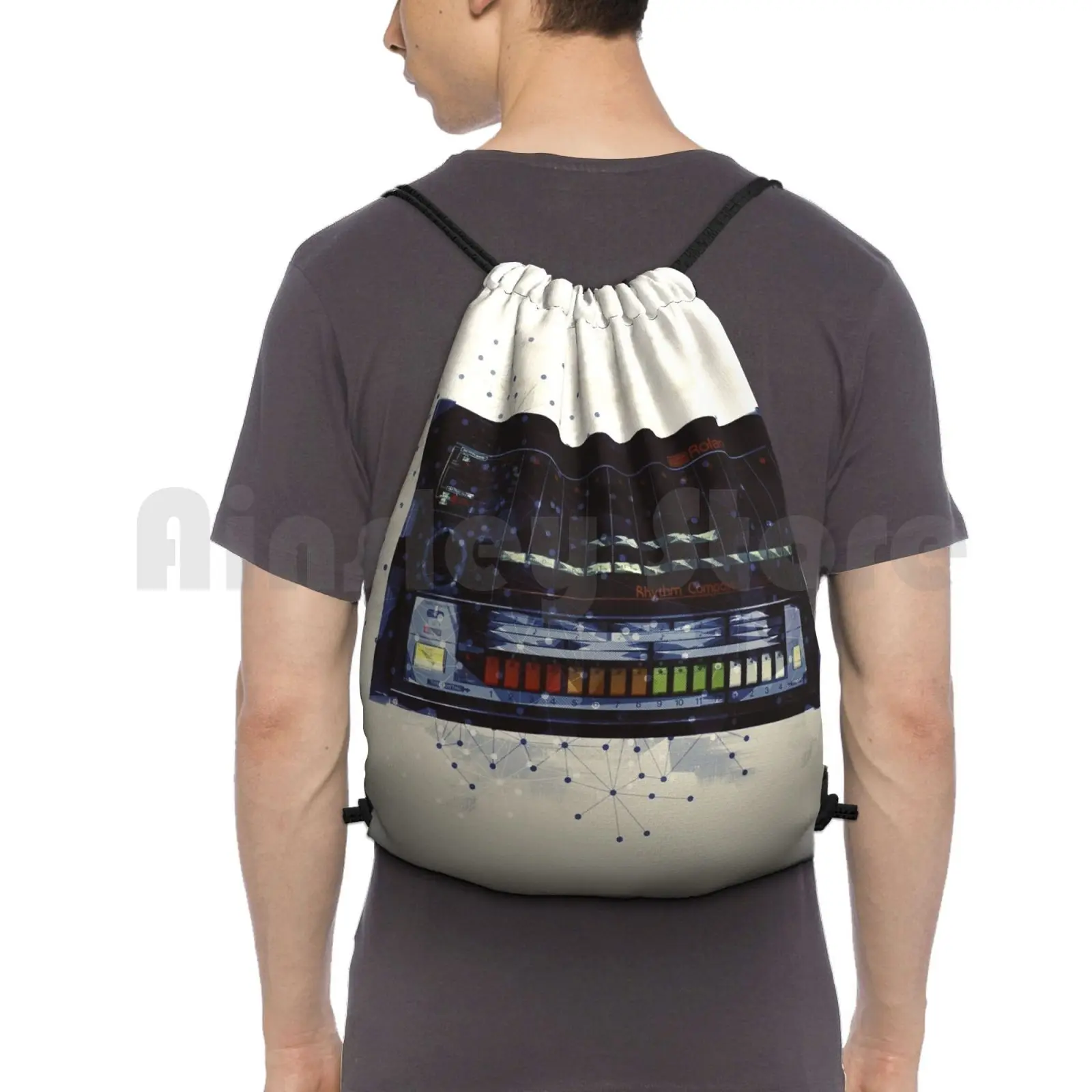 

808 Drum Machine Abstract Design Backpack Drawstring Bag Riding Climbing Gym Bag 808 Drummachine Beatbox Roland Tr808 Tr 808