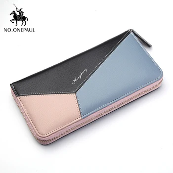 

NO.ONEPAUL New Ladies wallet long European and American fashion zipper bag multifunctional clutch bag wild stitching wallet tide
