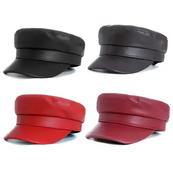 Fashion Women PU Flat Top Sailor Cap Imitation Leather Retro Wild Lady Luxury Navy Captain Hat Female Solid Color Casual Hat
Fashion Women PU Flat Top Sailor Cap Imitation Leather Retro Wild Lady Luxury Navy Captain Hat Female Solid Color Casual Hat