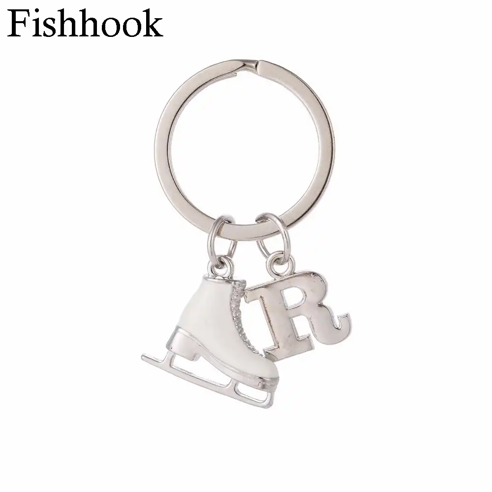 fishhook letter pendants 26 alphabet initial keychain white