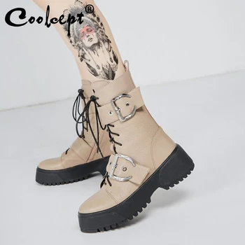 Coolcept Genuine Leather Women Ankle Boots Fashion Buckle Lace Up Winter Shoes Women Plush Fur Warm Lady Footwear Size 34-39
Coolcept Genuine Leather Women Ankle Boots Fashion Buckle Lace Up Winter Shoes Women Plush Fur Warm Lady Footwear Size 34-39