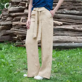 2020 Celmia Fashion Women Wide Leg Pants Ladies Solid Elastic Waist Belted Long Trousers Casual Pockets Pantalon Femme Bottoms 7
2020 Celmia Fashion Women Wide Leg Pants Ladies Solid Elastic Waist Belted Long Trousers Casual Pockets Pantalon Femme Bottoms 7