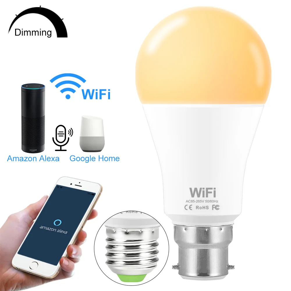 110V 220V Led Lamp e27/b22 Wifi Light Bulb Remote Control Led Light e27 Compatible with Amazon Alexa Echo Google Home Assistant
110V 220V Led Lamp e27/b22 Wifi Light Bulb Remote Control Led Light e27 Compatible with Amazon Alexa Echo Google Home Assistant