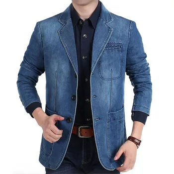 Plus Size M-4XL 2019 Autumn Winter Jeans Blazer Men's Cotton Denim Smart Casual Men Suits Jackets Slim Fit Male Coats Clothing
Plus Size M-4XL 2019 Autumn Winter Jeans Blazer Men's Cotton Denim Smart Casual Men Suits Jackets Slim Fit Male Coats Clothing