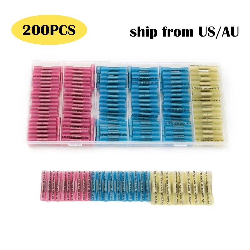 200Pcs Waterproof Heat Shrink Butt Connectors Electrical Wire Connector Insulated Crimp Terminals Connectors Kit AWG 22-10
200Pcs Waterproof Heat Shrink Butt Connectors Electrical Wire Connector Insulated Crimp Terminals Connectors Kit AWG 22-10