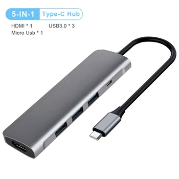 5 in1 USB-C 3.1 Splitter Port Type C HUB Type C HUB to Multi USB 3.0 HUB HDMI Adapter Dock for MacBook Pro Huawei Mate 30
5 in1 USB-C 3.1 Splitter Port Type C HUB Type C HUB to Multi USB 3.0 HUB HDMI Adapter Dock for MacBook Pro Huawei Mate 30