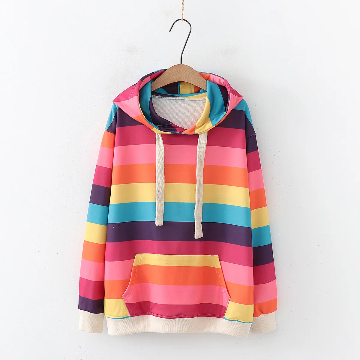 Rainbow Sweatershirt Women's Hooded Spring and Autumn Loose Stripes Long Sleeve pullover sweatershirt 55657
Rainbow Sweatershirt Women's Hooded Spring and Autumn Loose Stripes Long Sleeve pullover sweatershirt 55657