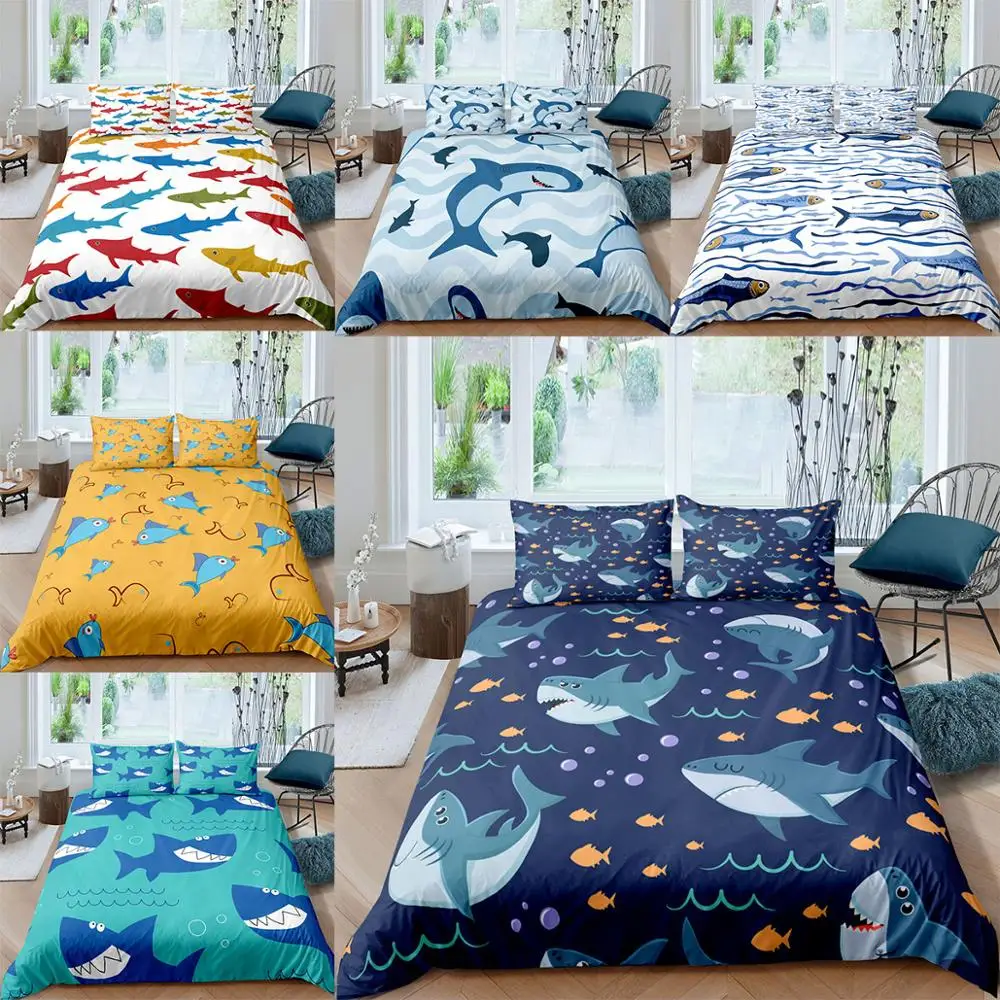 Ocean Shark Pattern Bedding Set Queen 3D Cute Printed Duvet Cover Bedclothes 2/3pcs Home Textiles High Quality Quilt Sheet 90
Ocean Shark Pattern Bedding Set Queen 3D Cute Printed Duvet Cover Bedclothes 2/3pcs Home Textiles High Quality Quilt Sheet 90