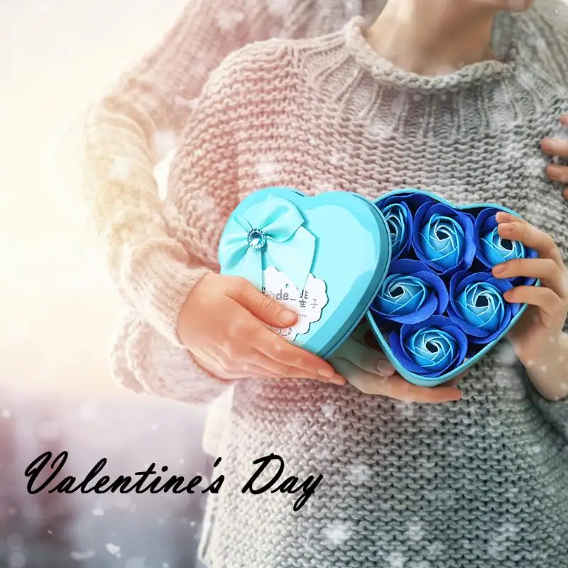 6 rose romantic soap flower gift box birthday valentine day
