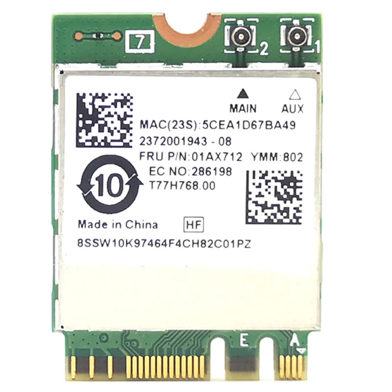 NGFF Wireless Card RTL8822BE 802.11Ac 43bps Wifi Bluetooth 4.0 01AX712 for Thinkpad L470 L570 T470 T570 X270
NGFF Wireless Card RTL8822BE 802.11Ac 43bps Wifi Bluetooth 4.0 01AX712 for Thinkpad L470 L570 T470 T570 X270
