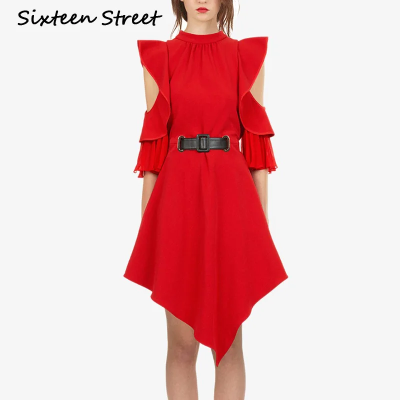 Red O Neck asymmetric Mid Dress Woman High Waist Mid Sleeve causal Party Dress with sashes Ladies vestidos Summer New
Red O Neck asymmetric Mid Dress Woman High Waist Mid Sleeve causal Party Dress with sashes Ladies vestidos Summer New