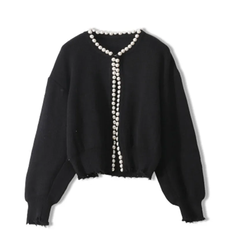 SAYTHEN 2020 New Solid Color Beading Loose Round Neck Pearl Border Knitted Short Long Sleeve Fall Cardigan Sweater
SAYTHEN 2020 New Solid Color Beading Loose Round Neck Pearl Border Knitted Short Long Sleeve Fall Cardigan Sweater