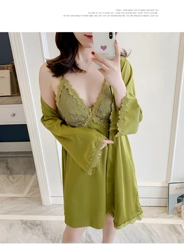 2pcs Pyjamas women's spring and autumn two sets ice silk with chest cushion thin summer halter gown
2pcs Pyjamas women's spring and autumn two sets ice silk with chest cushion thin summer halter gown