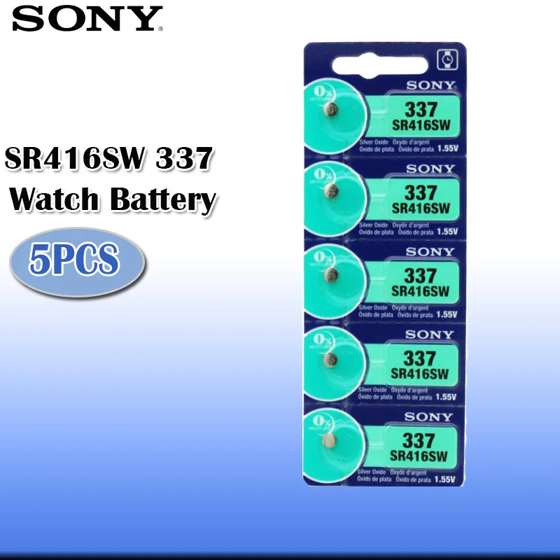 5 шт./лот Sony 100% оригинальный 1 55 V 337 SR416SW Серебряный оксид батарея для часов