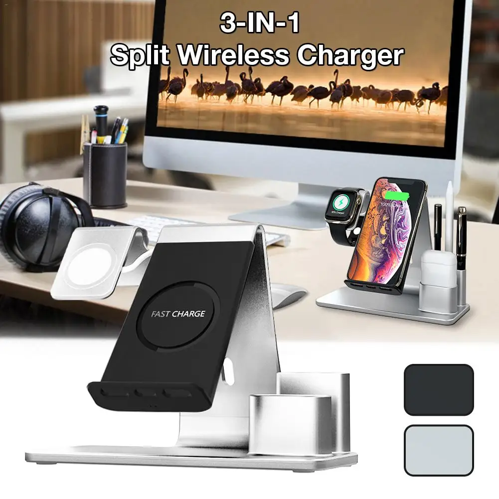 N36 For IWatch 4/3/2/1 Charging Bracket Qi Fast Charging Station 3-in-1 Aluminum Charger Base For IPhoneX/Huawei P30pro
N36 For IWatch 4/3/2/1 Charging Bracket Qi Fast Charging Station 3-in-1 Aluminum Charger Base For IPhoneX/Huawei P30pro
