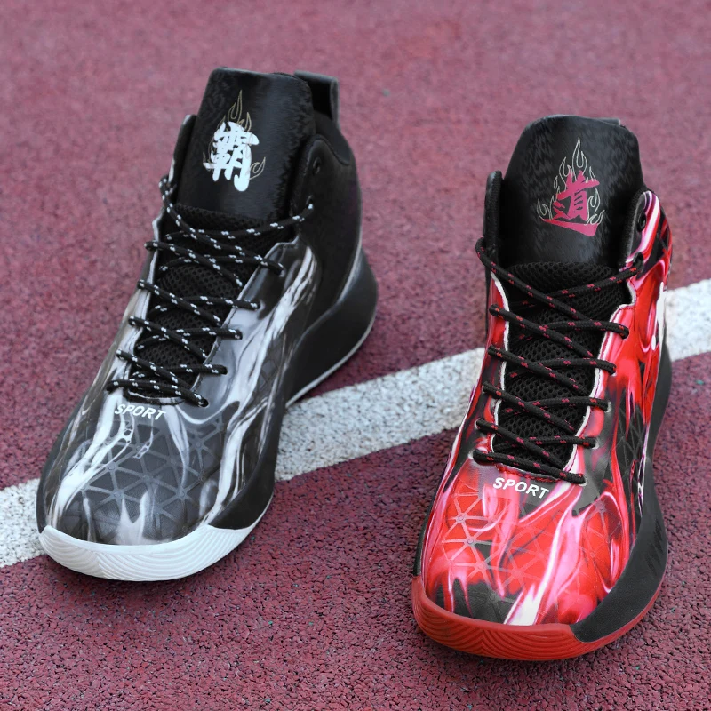 2019 Осенняя Баскетбольная обувь с высоким верхом для мужчин и женщин Красные
