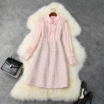 2020 New Fashion Autumn Clothing Women Runway Designers Long Sleeve Floral Lace Patchwork Sweet Tweed Woolen Dress Party Pink
2020 New Fashion Autumn Clothing Women Runway Designers Long Sleeve Floral Lace Patchwork Sweet Tweed Woolen Dress Party Pink