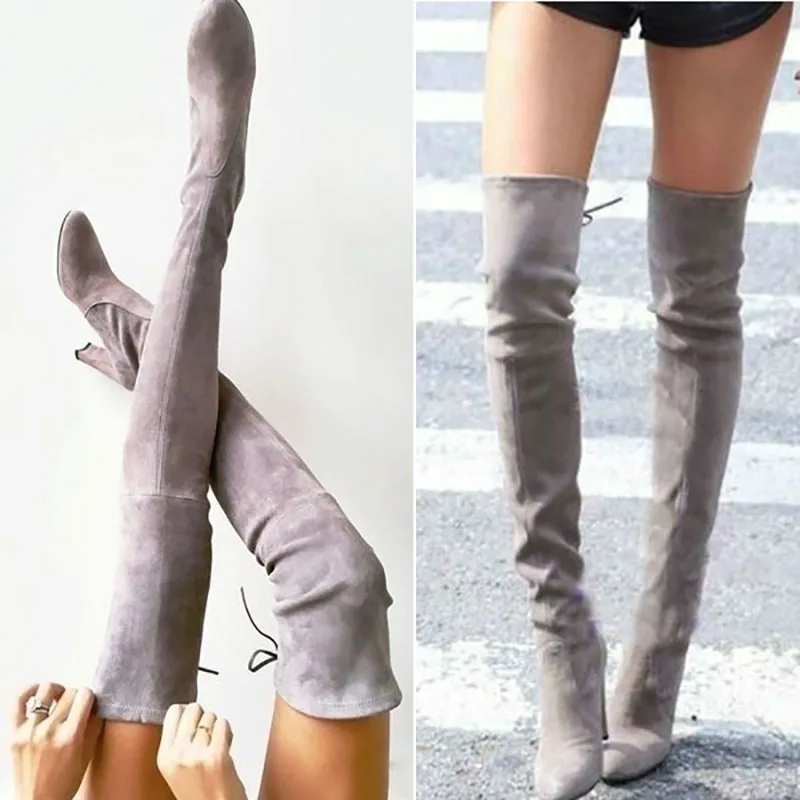 New-Winter-Over-The-Knee-Women-Boots-Autumn-Flock-Leather-Pointed-Toe-Long-Boots-Lace-Up (2)
