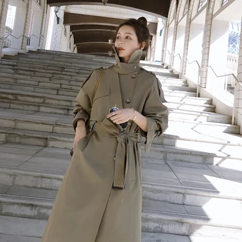 Autumn Winter Women Korean Single Breasted Sashe Long Elegant Trench Coat Overcoat Office Lady Loose Casual Windbreaker Cloak
Autumn Winter Women Korean Single Breasted Sashe Long Elegant Trench Coat Overcoat Office Lady Loose Casual Windbreaker Cloak