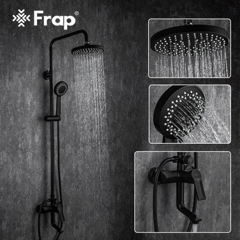 

Frap Black Bathroom Shower Faucets Set Bathtub Mixer Faucet Rainfall Shower Tap Bathroom Shower Head Exposed Shower Mixer Tap