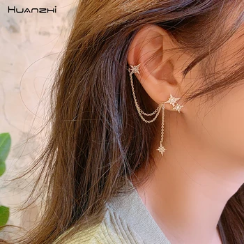 HUANZHI Korean Gold Color Long Tassel Star Meteor Pendant Shining Crystal Drop Stud Earrings Cuff For Women Gifts Fashion Jewelr
HUANZHI Korean Gold Color Long Tassel Star Meteor Pendant Shining Crystal Drop Stud Earrings Cuff For Women Gifts Fashion Jewelr