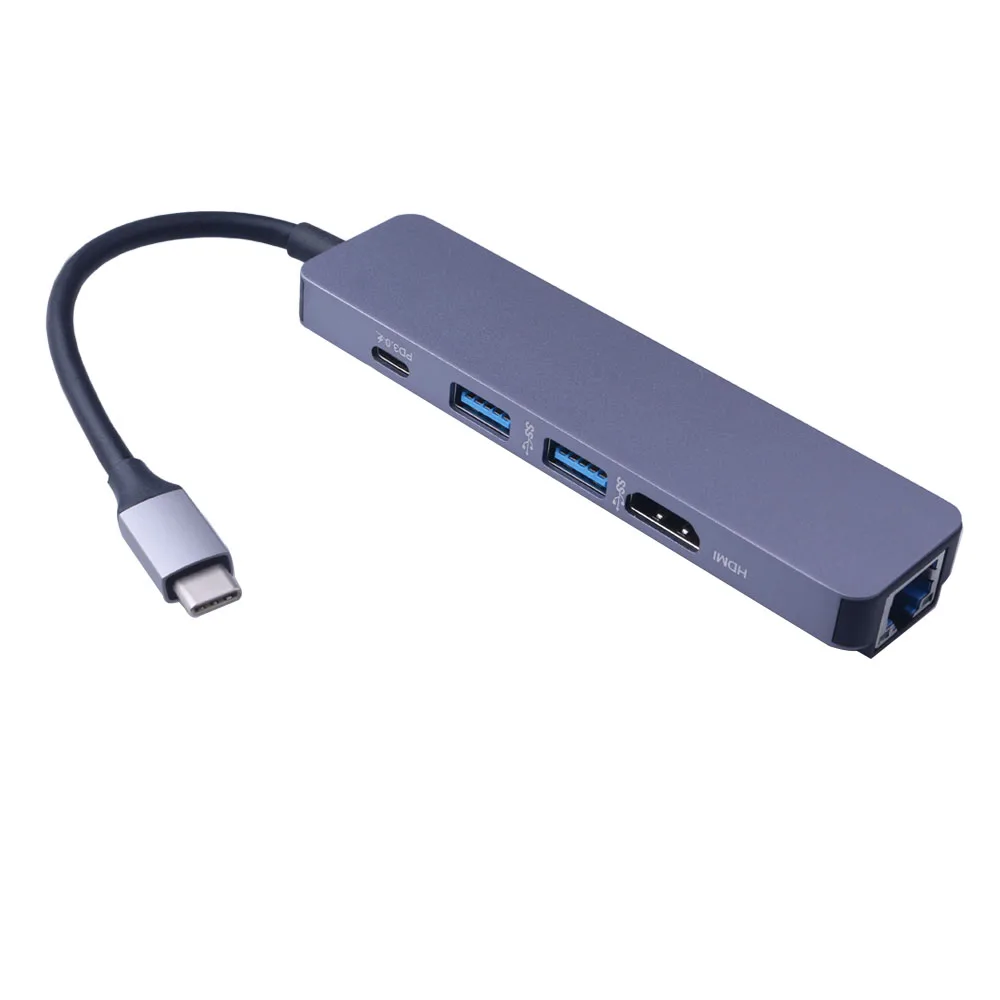 5 in 1 Type C to HDMI Hub Multifunction Adapter with 2 USB 3.0 Type C fast power port RJ45 Lan Port
5 in 1 Type C to HDMI Hub Multifunction Adapter with 2 USB 3.0 Type C fast power port RJ45 Lan Port