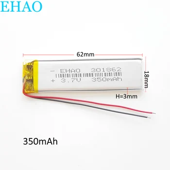EHAO 301862 3.7V 500mAh Lithium Polymer LiPo Rechargeable Battery Cells For Mp3 bluetooth GPS Speaker Recorder camera mid
EHAO 301862 3.7V 500mAh Lithium Polymer LiPo Rechargeable Battery Cells For Mp3 bluetooth GPS Speaker Recorder camera mid