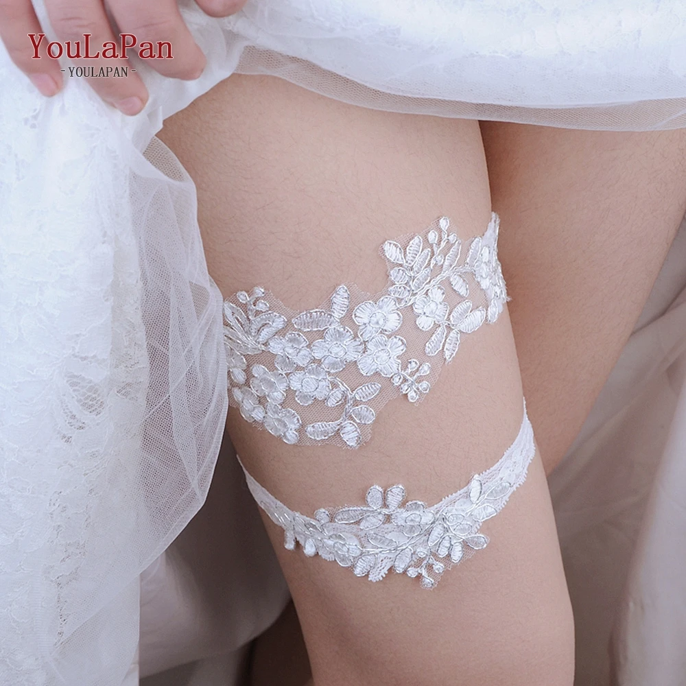 

YouLaPan TH0506 Wedding Garter Lace Leg Ring White Sexy Garters Thigh Ring Bridal Leg Garte Gift for Wife Women Female Bride