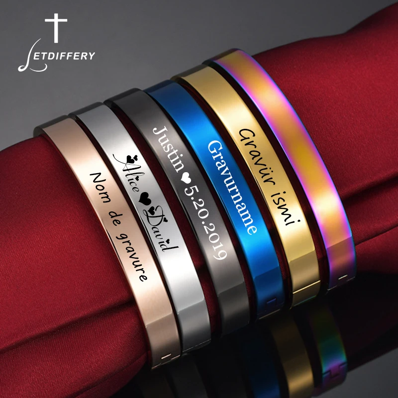 Letdiffery 8mm Customized Stainless Steel Women Bangles Engrave Name Date Word DIY Men Jewelry Engagement Gifts
Letdiffery 8mm Customized Stainless Steel Women Bangles Engrave Name Date Word DIY Men Jewelry Engagement Gifts