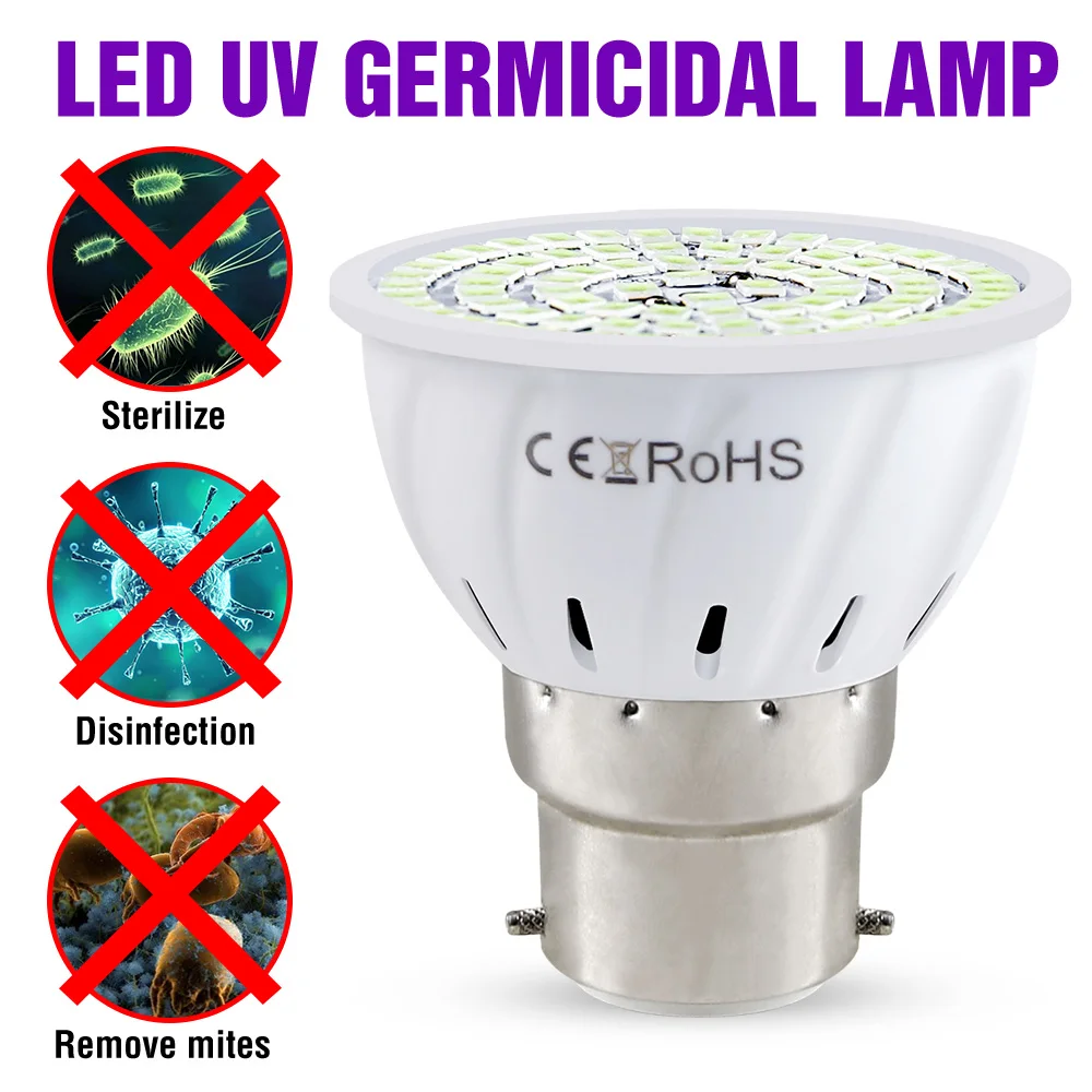 E14 LED UV Lamp Sterilization Light GU10 LED UVC Lamp E27 Ultraviolet Germicidal Light Bulb MR16 Desinfection Light Amuchina B22
E14 LED UV Lamp Sterilization Light GU10 LED UVC Lamp E27 Ultraviolet Germicidal Light Bulb MR16 Desinfection Light Amuchina B22