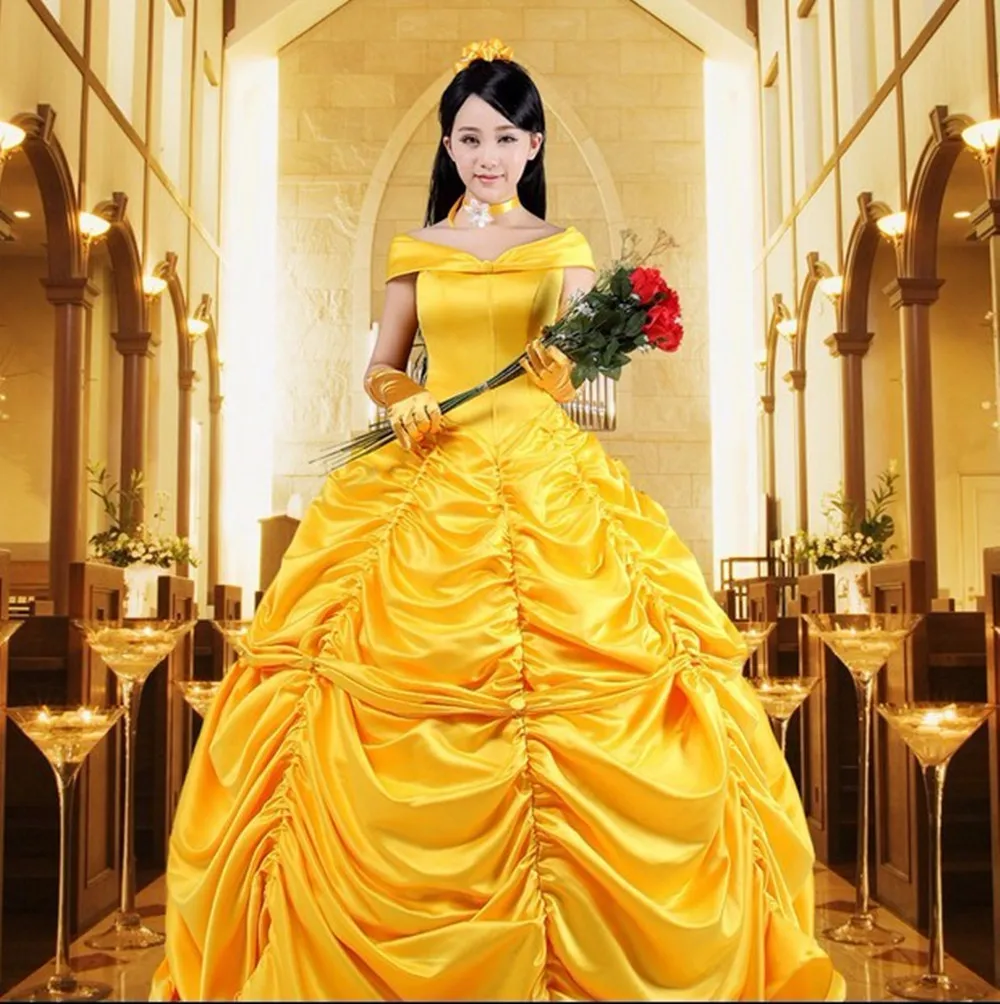

Beauty and the Beast Fancy Dress Cosplay Costumes princess belle adult women female Halloween fancy Costume Suit on sale
