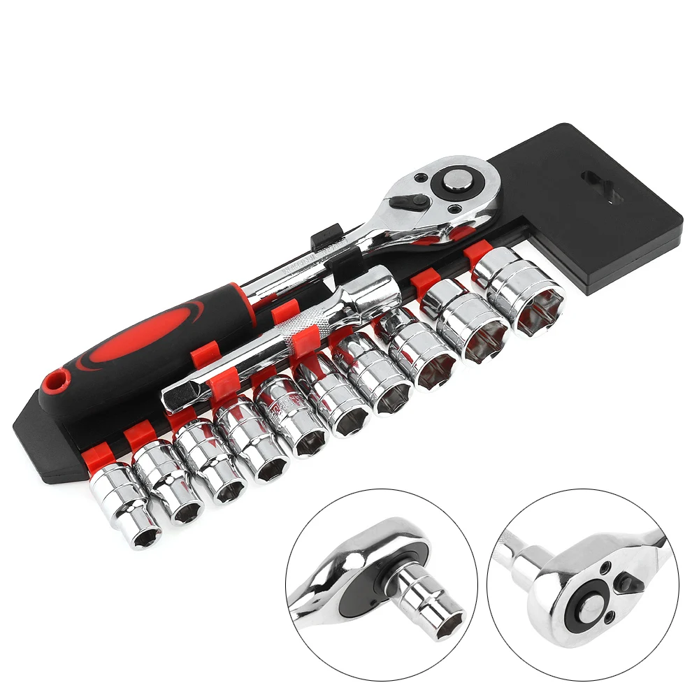 Фото 12pcs/set Socket Wrench Set 1/2 inch Ratchet Spanner Professional Hand Tools with 125mm Connecting Rod 10-24mm | Инструменты