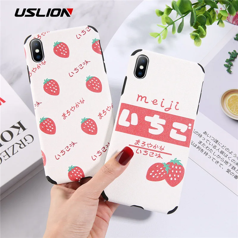 USLION Strawberry Silk Pattern Phone Case For iPhone X XR XS Max Cartoon Cover For iphone 7 6 6s 8 Plus Soft TPU Silicone Case
USLION Strawberry Silk Pattern Phone Case For iPhone X XR XS Max Cartoon Cover For iphone 7 6 6s 8 Plus Soft TPU Silicone Case