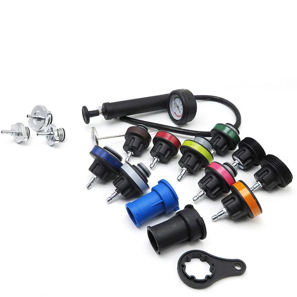 18PCS Water Tank Leak Detector Car Cooling System Radiator Pessure Tester Kit Universal Car Diagnostic Repair Gauge Tool Kit
18PCS Water Tank Leak Detector Car Cooling System Radiator Pessure Tester Kit Universal Car Diagnostic Repair Gauge Tool Kit