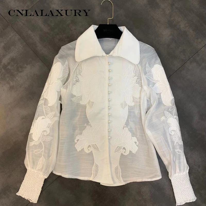 TOP QUALITY WHITE LINEN SHIRT FLOWERS EMBROIDERED LONG SLEEVED TOP NEW 2019 CORSAGE APPLIQUE BLOUSE
TOP QUALITY WHITE LINEN SHIRT FLOWERS EMBROIDERED LONG SLEEVED TOP NEW 2019 CORSAGE APPLIQUE BLOUSE