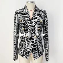 

Luxury Designer 2022 Slim Fits High-End Brand Women Blazers Spring Double Broken Geometric Abstract Printing Clothes Women Coats