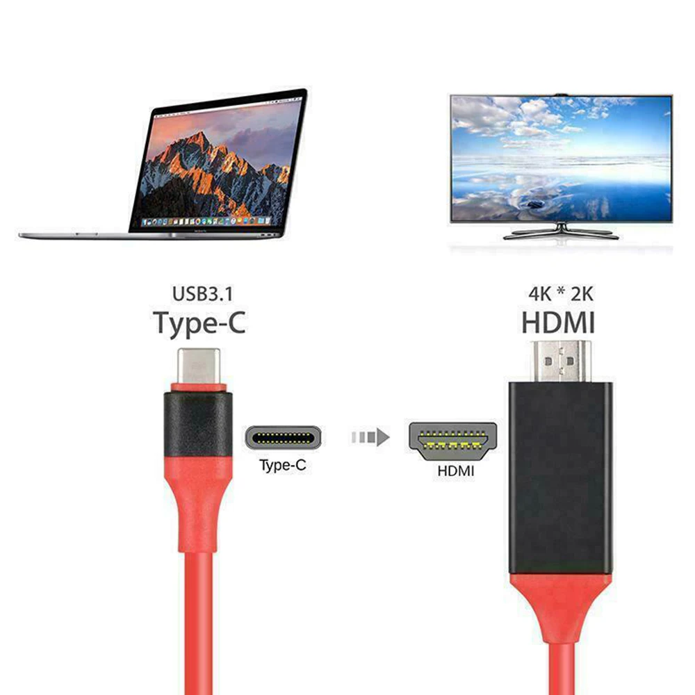 2M Type C to HDMI Cable Converter to HDMI Cable Adapter Converter USB 3.1 Charging Cable 1080P 720P Ultra HD 4k HDTV Video D30
2M Type C to HDMI Cable Converter to HDMI Cable Adapter Converter USB 3.1 Charging Cable 1080P 720P Ultra HD 4k HDTV Video D30