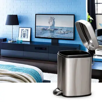 

Home Zone Stainless Steel Step Pedal Waste Bin Mute Kitchen Trash Can Cleaning Storage Bin With Removable Trash Bin Liner Cover