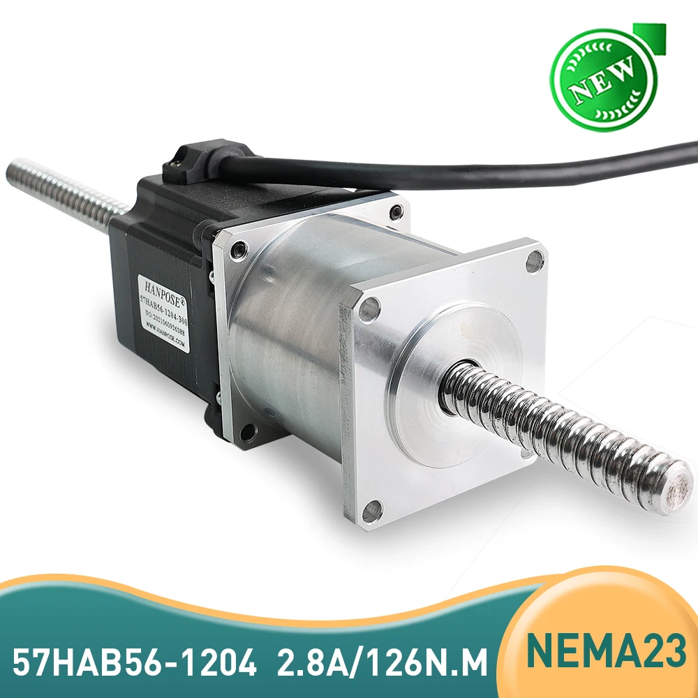 

57 ball stepper motor NEMA23 Through ball screw motor 126N.CM 2.8A 57HAB56-SFU1240 nut 300mm for CNC worm wheel edging machine