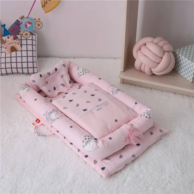 Baby nest Newborn Baby Nest Bed Portable Crib Travel Bed Baby Solid color Baby Lounge With quilt Bumper with Pillow Cushion
Baby nest Newborn Baby Nest Bed Portable Crib Travel Bed Baby Solid color Baby Lounge With quilt Bumper with Pillow Cushion