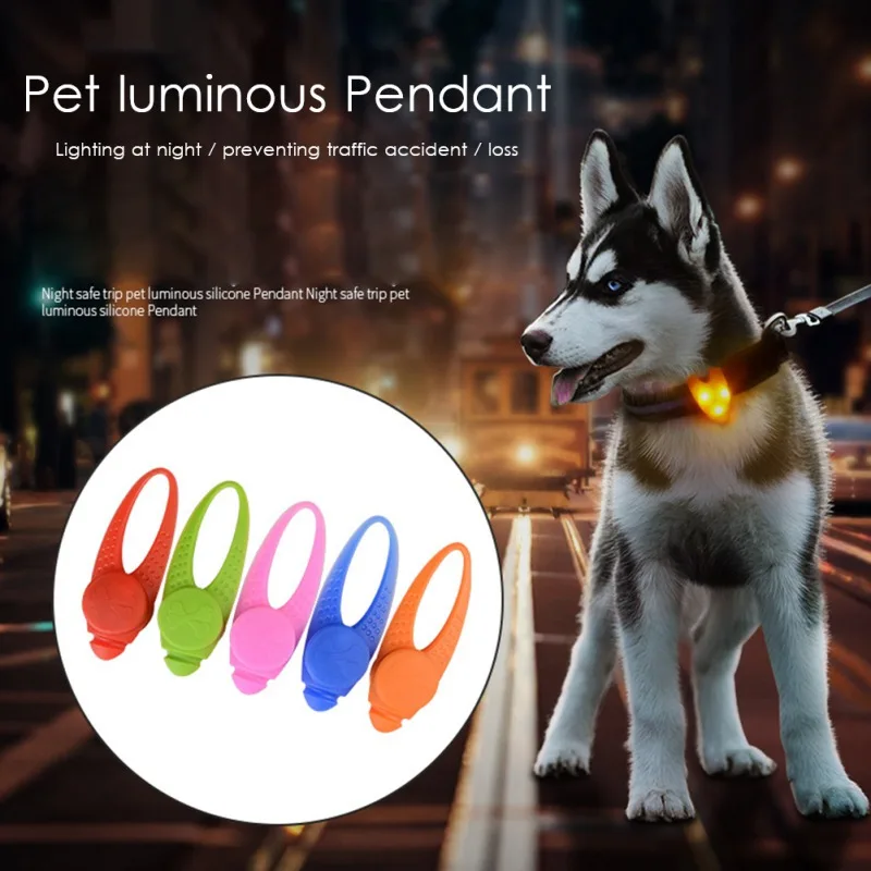 

Pet Led Silicone Rubber Pendant Safety Flashing Glow Night Light Blinking Led Collar Luminous Pendant For Pet Dog Puppy Necklace