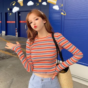 Sweater women Rainbow Striped Autumn Winter Long Sleeve O-neck Fashion Casual Cute female Sweater Sweet knitted Korean Pullovers
Sweater women Rainbow Striped Autumn Winter Long Sleeve O-neck Fashion Casual Cute female Sweater Sweet knitted Korean Pullovers