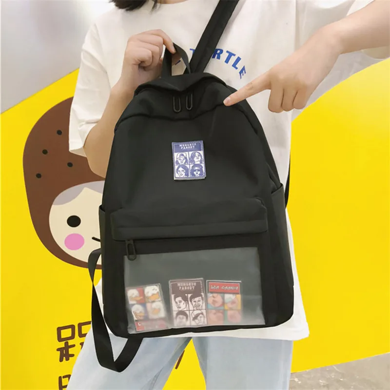 New Women Waterproof Nylon Backpack Female Transparent Front Pocket Design Casual Schoolbag For Teen Girls Wild Travel Backpack
New Women Waterproof Nylon Backpack Female Transparent Front Pocket Design Casual Schoolbag For Teen Girls Wild Travel Backpack