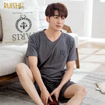 Men Pajamas Short-Sleeved Summer Modal Thin Loose Plus-sized Striped Casual Homewear Set
Men Pajamas Short-Sleeved Summer Modal Thin Loose Plus-sized Striped Casual Homewear Set