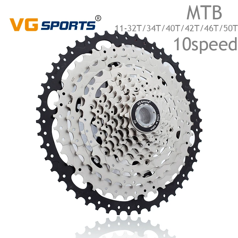 VG Sports 10 скоростей велосипедная кассета MTB Freewheel звездочка 32T 34T 40T 42T 46T 50T